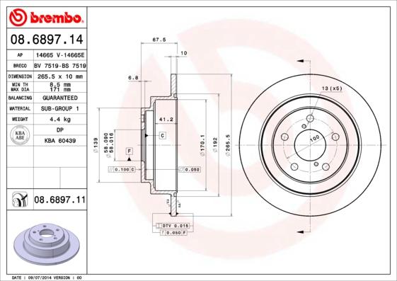 Brembo 08.6897.14 - Fren Diski parcadolu.com