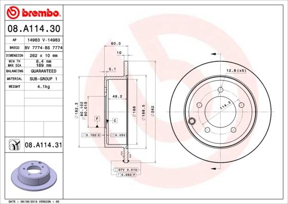 Brembo 08.A114.31 - Fren Diski parcadolu.com