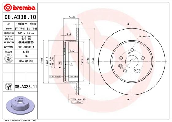 Brembo 08.A338.10 - Fren Diski parcadolu.com