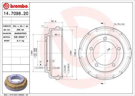 Brembo 14.7098.20 - Fren Kampanası parcadolu.com