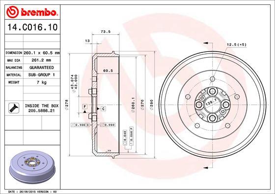 Brembo 14.C016.10 - Fren Kampanası parcadolu.com