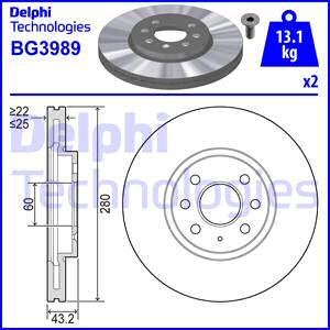 Delphi BG3989 - FREN DISKI ON OPEL  ASTRA H 1.4 1.6-MERIVA 1.6 06- parcadolu.com