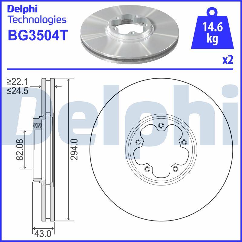 Delphi BG3504T - ON FREN DISK AYNASI TRANSIT V184 00>06 A.CEKER OLCU. 294 X 43 parcadolu.com