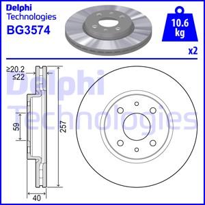 Delphi BG3574 - FREN DISKI ON HAVALI 257MM-FIAT FIORINO 1.4  08-- BRAVO II 1.4 LPG -DOBLO 05--STILO 1.4-1.6 02-06 parcadolu.com