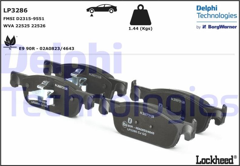 Delphi LP3286 - FREN BALATASI ON GENIS TIP  RENAULT CLIO IV  SYMBOL II  DACIA SANDERO II parcadolu.com