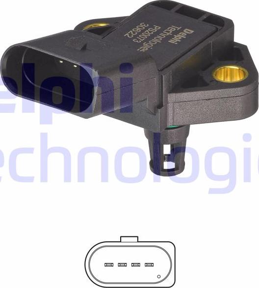 Delphi PS20073-12B1 - Sensör, emme borusu basıncı parcadolu.com