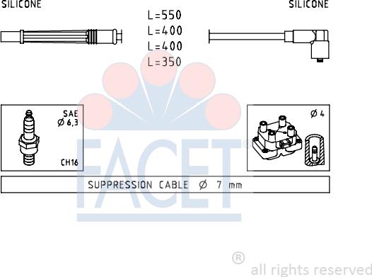 FACET 4.7229 - Buji Kablosu Seti parcadolu.com