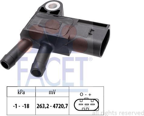 FACET 10.3380 - Egzoz / Fark Basınç Sensörü parcadolu.com