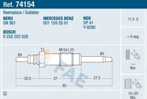 FAE 74154 - Kızdırma Bujisi parcadolu.com