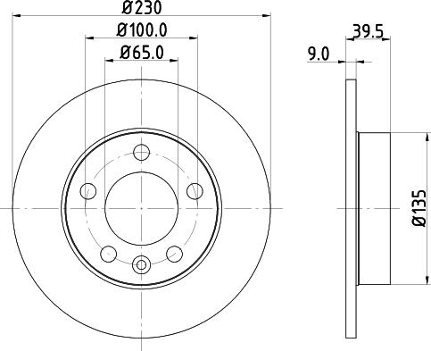 HELLA 8DD 355 105-411 - ARKA FREN DISKI-232×90 5×100 VW GOLF 98-06  POLO 02-  AUDI A1 19-  SEAT IBIZA 02- parcadolu.com