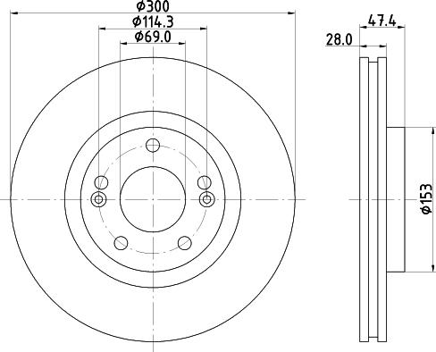 HELLA 8DD 355 114-481 - FREN DISKI ON HAVALI-300-5-HYUNDAI  I30 08-11 1.6 CRDI-KIA  SPORTAGE 11-12  parcadolu.com