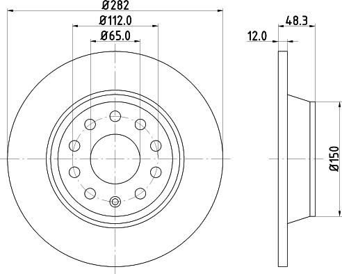 HELLA 8DD 355 112-141 - ARKA FREN DISKI-282×12 5×112 VW GOLF 04-14  PASSAT 06-15  SEAT LEON 06-13  SKODA OCTAVIA 04-13 parcadolu.com