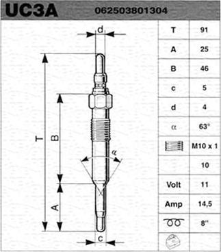 Magneti Marelli 062503801304 - Kızdırma Bujisi parcadolu.com