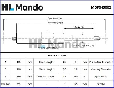Mando MOP045002 - Bagaj Amortisörü parcadolu.com