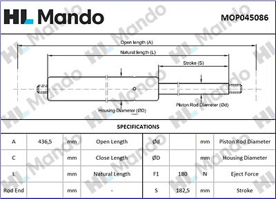 Mando MOP045086 - Bagaj Amortisörü parcadolu.com