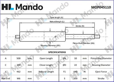 Mando MOP045110 - Bagaj Amortisörü parcadolu.com