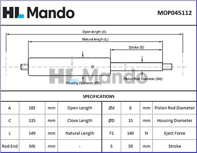 Mando MOP045112 - Bagaj Amortisörü parcadolu.com