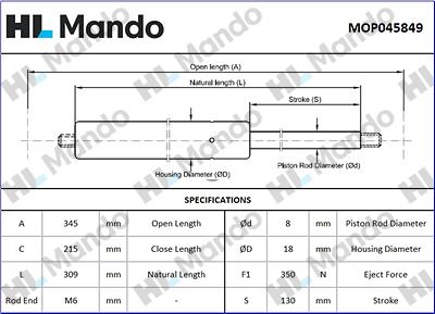 Mando MOP045849 - Bagaj Amortisörü parcadolu.com