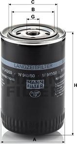 Mann-Filter W 940/50 - YAG FILTRESI  VOLKSWAGEN  PASSAT 1.9TDI 96-00- AUDI  A4 1.9TDI 95-00  parcadolu.com