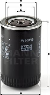 Mann-Filter W 940/19 - Yağ filtresi parcadolu.com