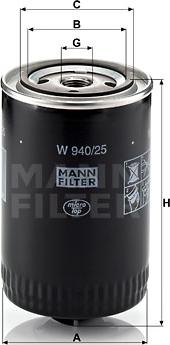 Mann-Filter W 940/25 - YAG FILTRESI  VW  CADDY 95-04 GOLF 83-99 JETTA 80-91 PASSAT 80-96 POLO 86-99 LT35 82-96 parcadolu.com