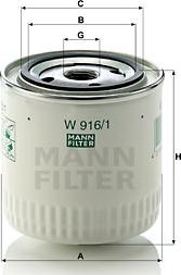 Mann-Filter W 916/1 - Yağ filtresi parcadolu.com