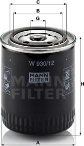 Mann-Filter W930/12 - Yağ filtresi parcadolu.com