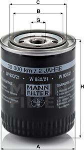 Mann-Filter W 930/21 - YAG FILTRESI  VW  PASSAT 2.8 - AUDI  A4-A6 2.4 2.8  parcadolu.com