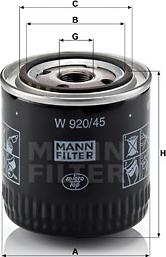 Mann-Filter W 920/45 - Yağ filtresi parcadolu.com