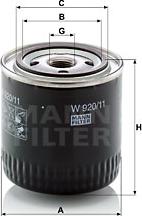 Mann-Filter W920/11 - Yağ filtresi parcadolu.com