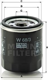 Mann-Filter W 68/3 - FILTRE YAG -  TOYOTA  COROLLA 88-19  BENZINLI  COROLLA 19-  - AVENSIS - CORONA - YARIS 99- 1.0-1.3-1.5 - AURIS - C-HR 1.2 VVTI 2 parcadolu.com