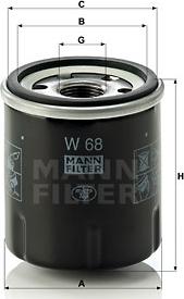 Mann-Filter W68 - Yağ filtresi parcadolu.com