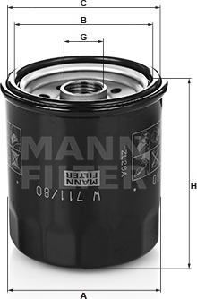 Mann-Filter W 711/80 - Yağ filtresi parcadolu.com