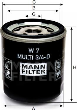 Mann-Filter W 7 MULTI 3/4-D - Yağ filtresi parcadolu.com