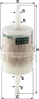 Mann-Filter WK 42/1 - Yakıt Filtresi parcadolu.com