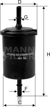 Mann-Filter WK 58 - Yakıt Filtresi parcadolu.com