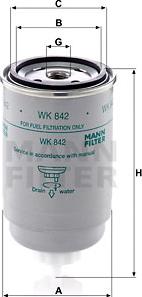 Mann-Filter WK 842 - Yakıt Filtresi parcadolu.com