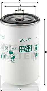 Mann-Filter WK 727 - Yakıt Filtresi parcadolu.com