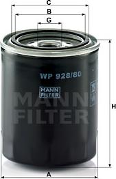 Mann-Filter WP 928/80 - FILTRE YAG-TOYOTA  HILUX 89-97-HIACE 90-  parcadolu.com