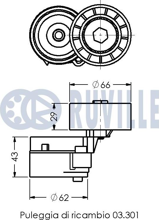 Ruville 540522 - Kayış Gerdirici, Kanallı V Kayışı parcadolu.com