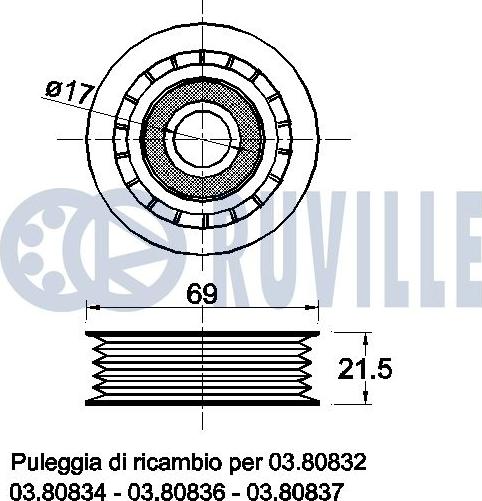 Ruville 540873 - Alternatör Gergi Rulmanı parcadolu.com