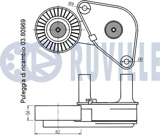 Ruville 541666 - Kayış Gerdirici, Kanallı V Kayışı parcadolu.com