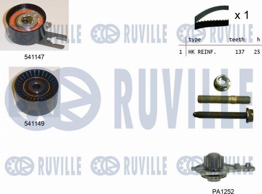 Ruville 5500581 - Devirdaim + Triger Kayışı Seti parcadolu.com