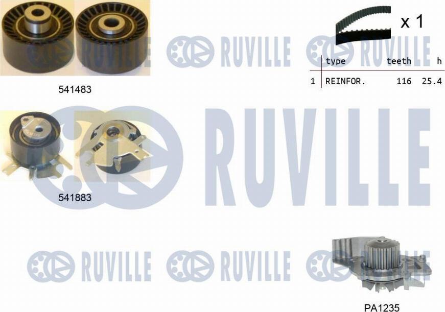 Ruville 5502962 - Devirdaim + Triger Kayışı Seti parcadolu.com