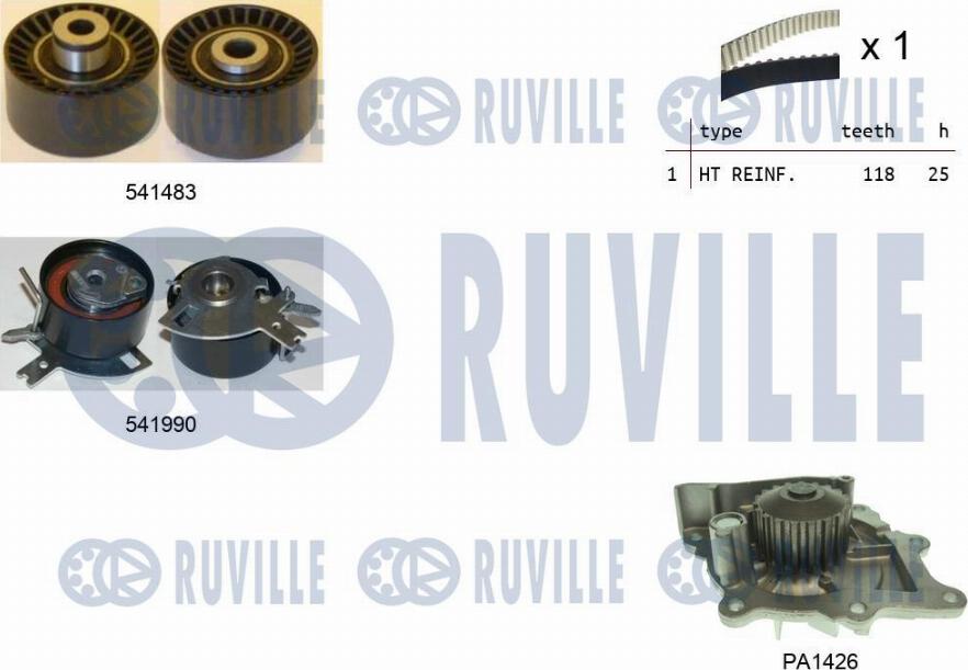 Ruville 5502801 - Devirdaim + Triger Kayışı Seti parcadolu.com