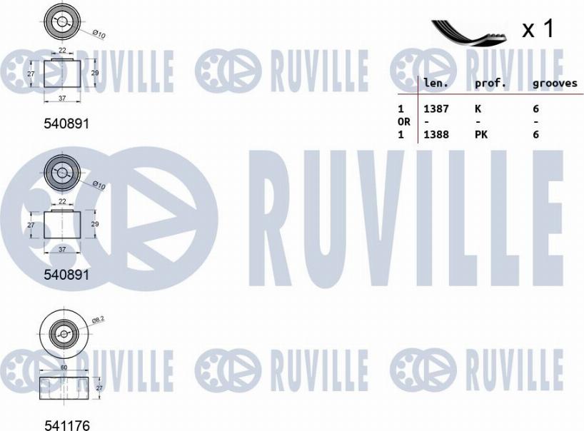 Ruville 570071 - Kanallı V Kayışı Seti parcadolu.com