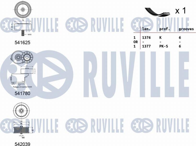 Ruville 570169 - Kanallı V Kayışı Seti parcadolu.com