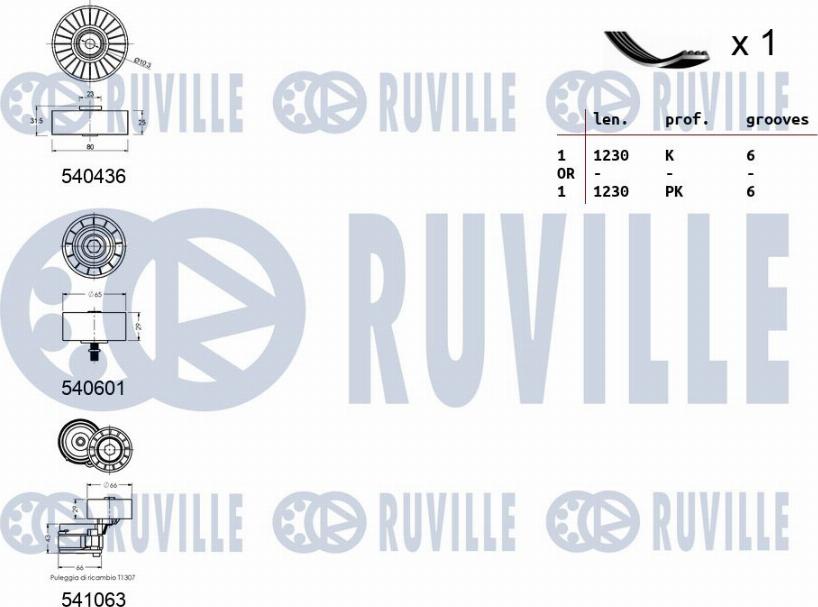 Ruville 570115 - Kanallı V Kayışı Seti parcadolu.com