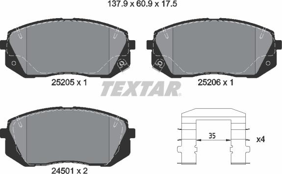 Textar 2520501 - Fren Balata Seti, Diskli Fren parcadolu.com