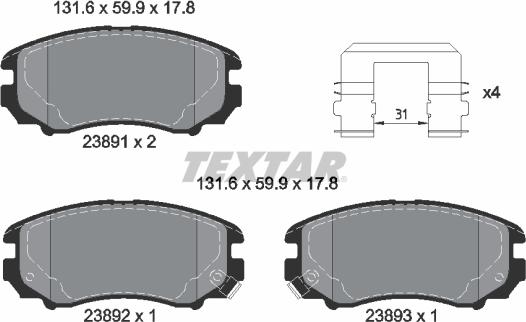 Textar 2389105 - Fren Balata Seti, Diskli Fren parcadolu.com